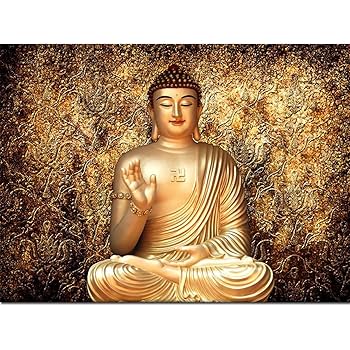 仏像 絵画 人物画 如来 菩薩 壁掛 アート インテリア Amazon.co.jp: ゴールデン釈迦仏如来像壁画キャンバス絵画